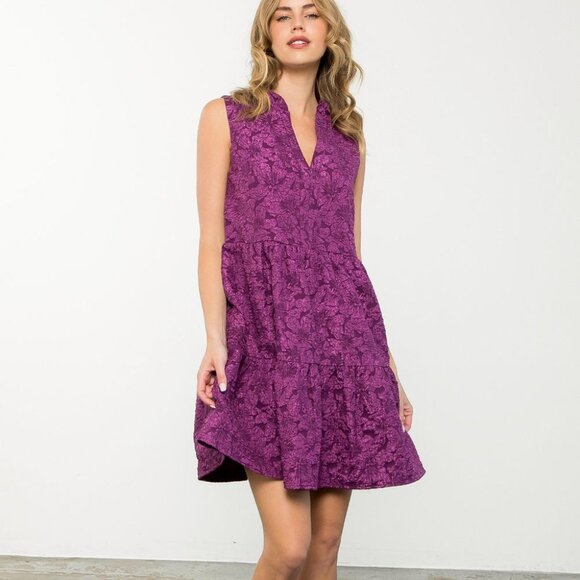 NWT THML Sleeveless Tiered Floral Textured Dress - Picture 3 of 10